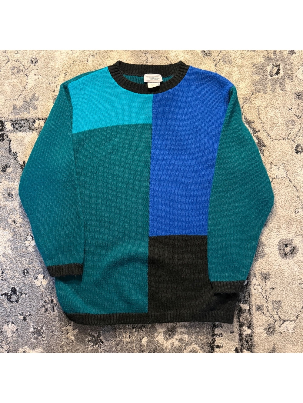 80’s Green and Blue Vintage Women’s Sweater